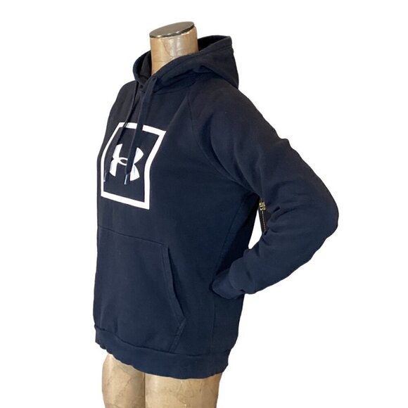 Under Armour Black w/ White Logo Graphic Hoodie Pullover Sweatshirt Mens M 249L - Picture 4 of 8